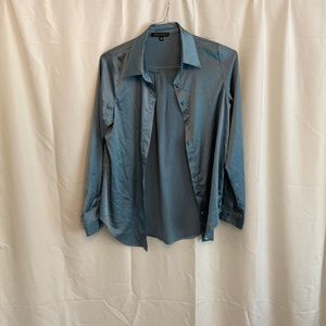 Kendall and Kylie satin button up, womens size xs beautiful blue satin color